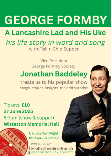 Branch Poster for Jonathan Baddeley's Lancashire Lad and his Uke special in June 2026