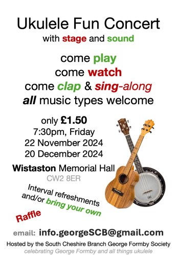 Branch Poster November 2024 plain with crossed ukulele and banjolele